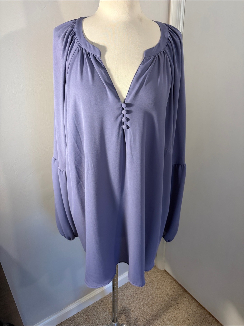 torrid Lavender Button-Front Peasant Blouse